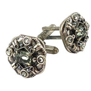 Vintage Michal Golan Cuff Links Pale Blue Rhinestone